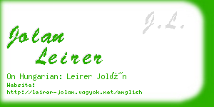 jolan leirer business card